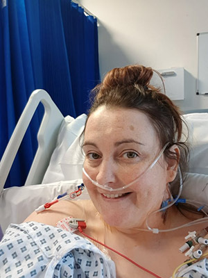 Kayla recovering from the nephrectomy